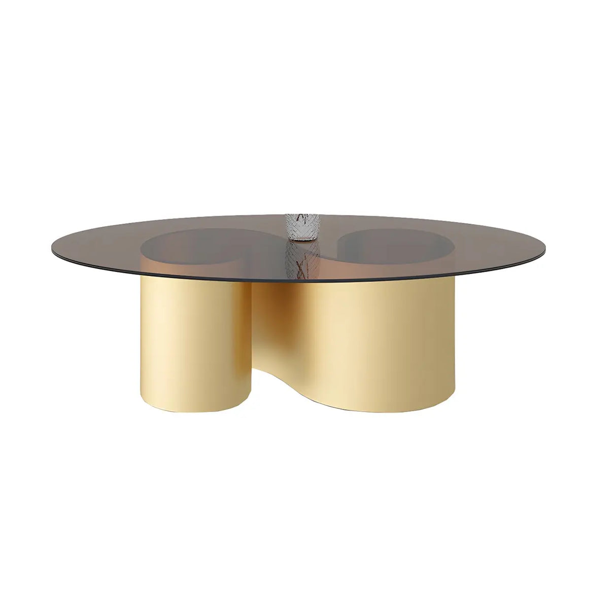 Oval Top Abstract Metal Base Low Height Coffee Table Image - 10
