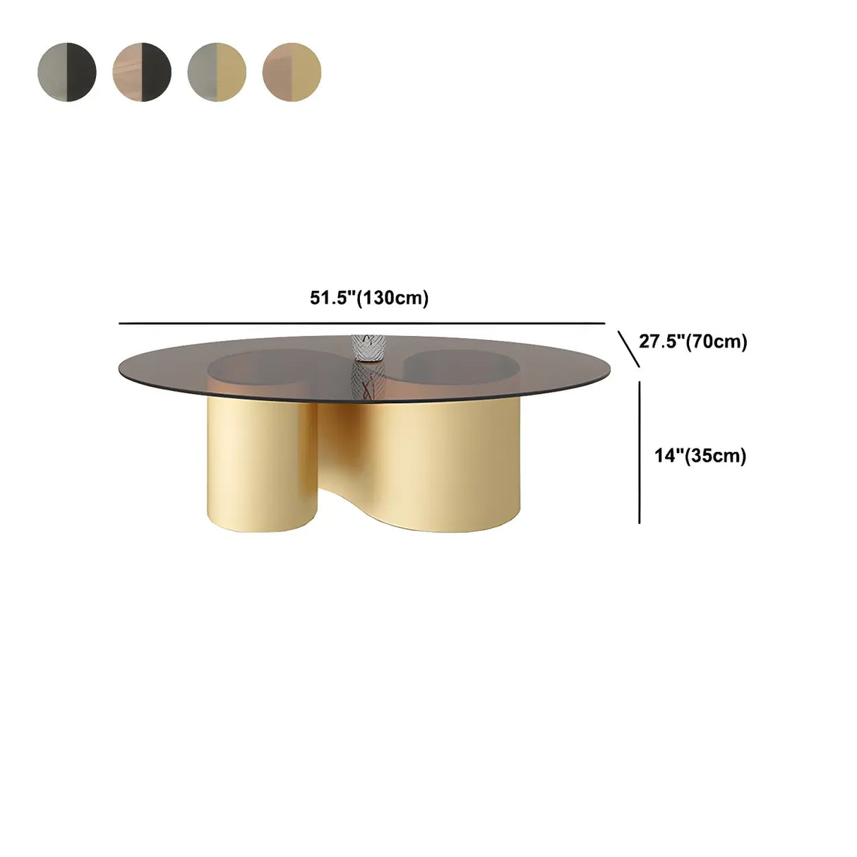 Oval Top Abstract Metal Base Low Height Coffee Table Image - 15