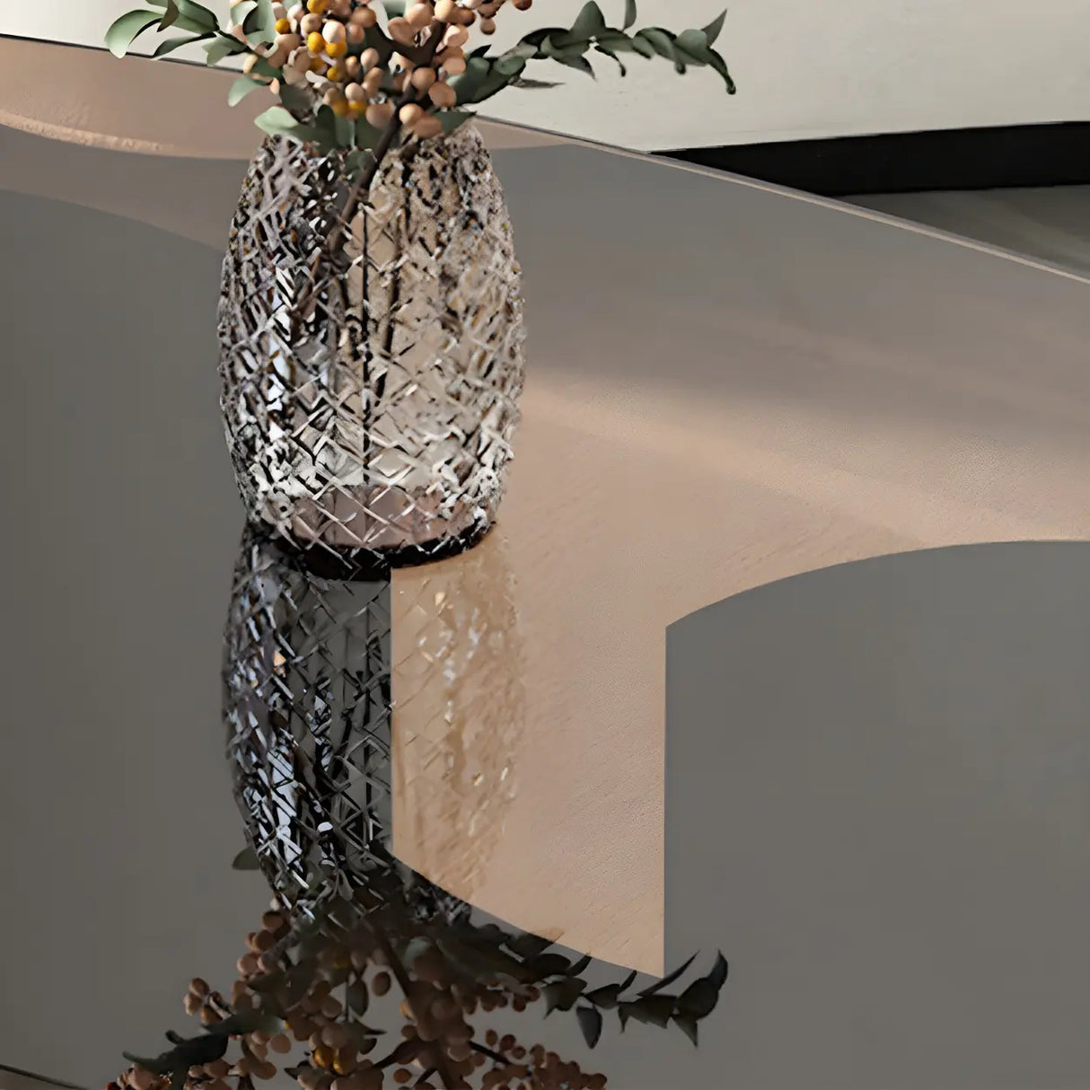 Oval Top Abstract Metal Base Low Height Coffee Table Image - 7