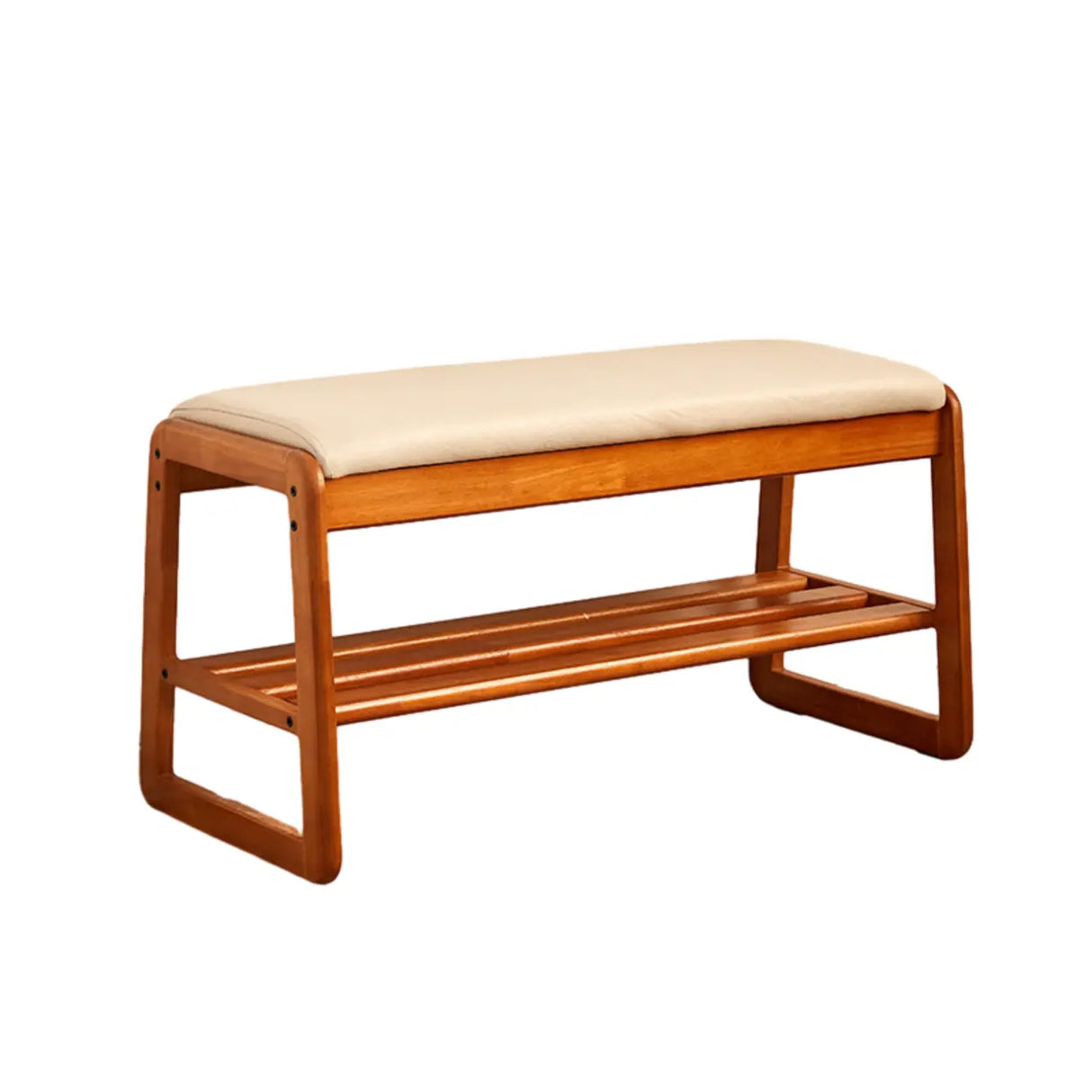 Padded Entryway Bench with Double Shoe Storage Shelf Image - 10