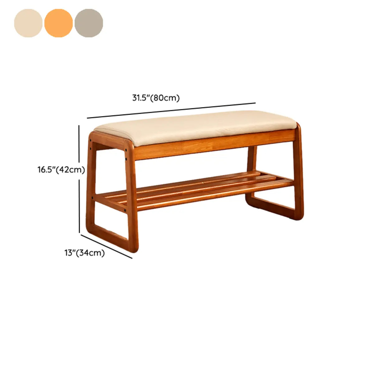 Padded Entryway Bench with Double Shoe Storage Shelf