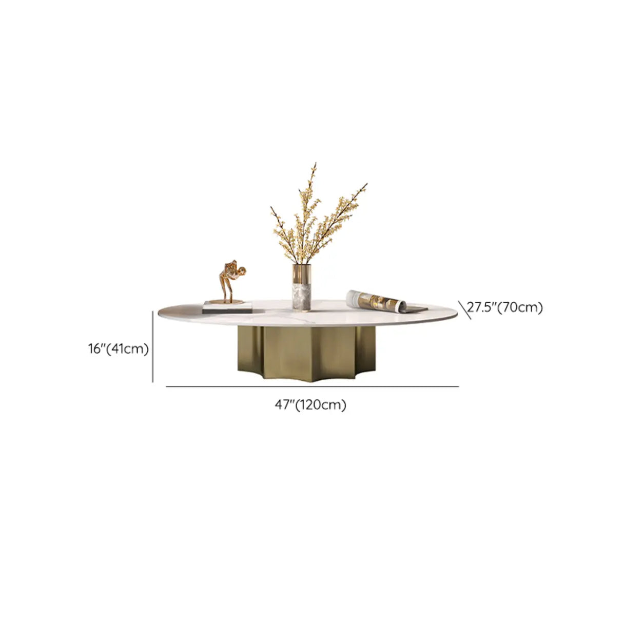 Pandora Gold Scratch Resistant Stone Oval Coffee Table