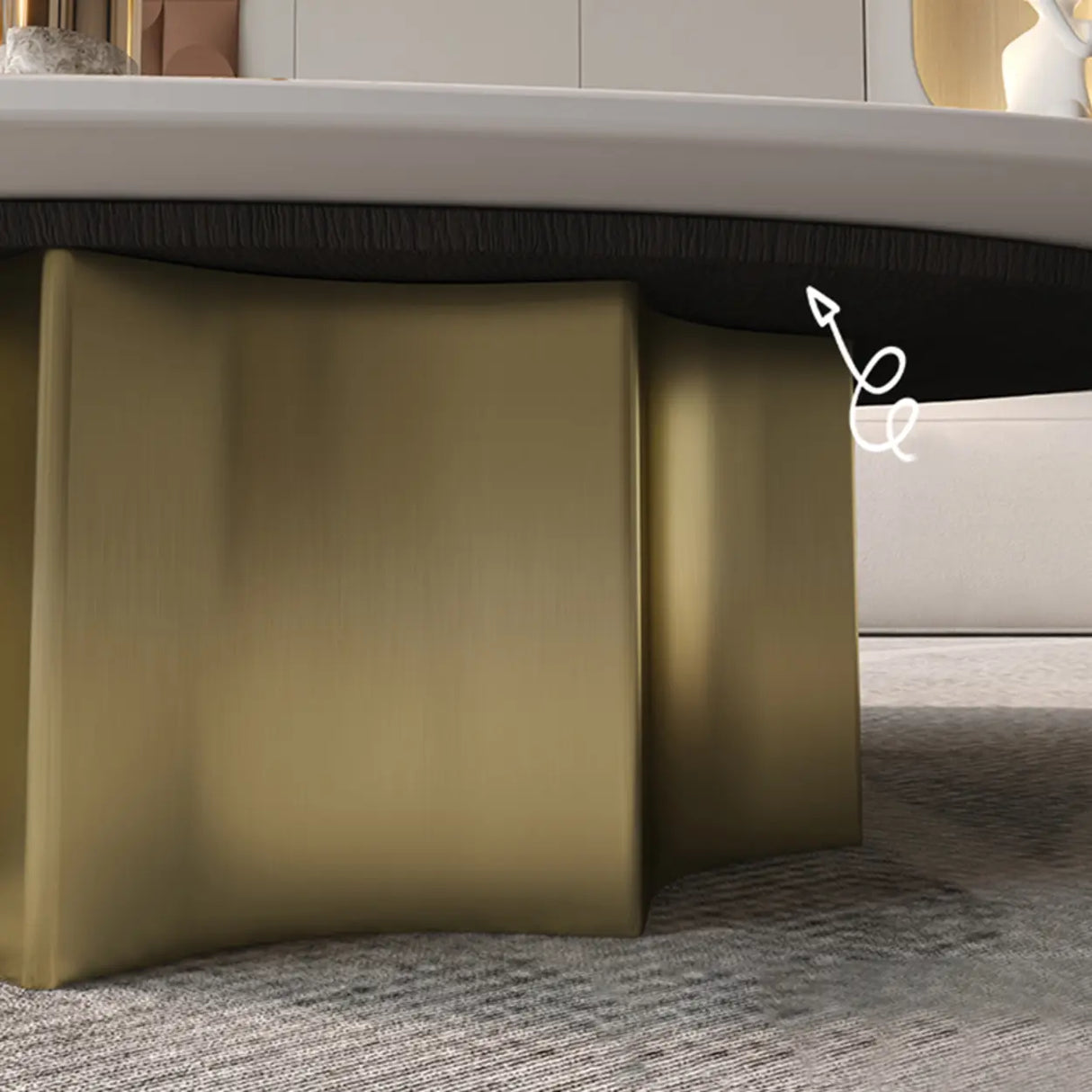 Pandora Gold Scratch Resistant Stone Oval Coffee Table Image - 6