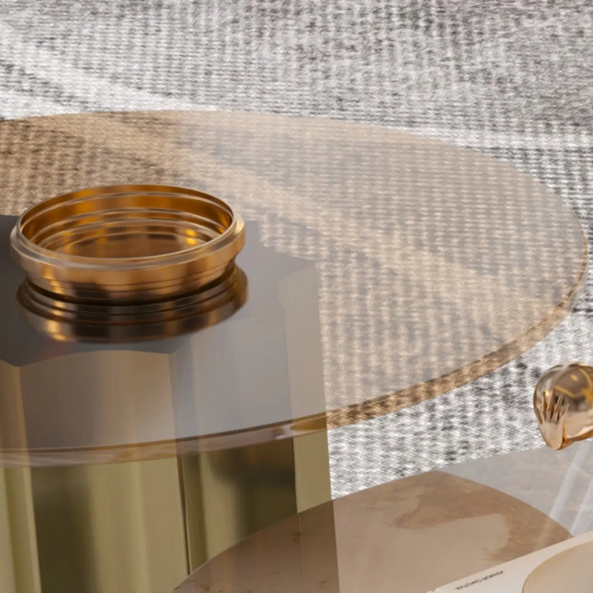 Pandora Gold Scratch Resistant Stone Oval Coffee Table Image - 7