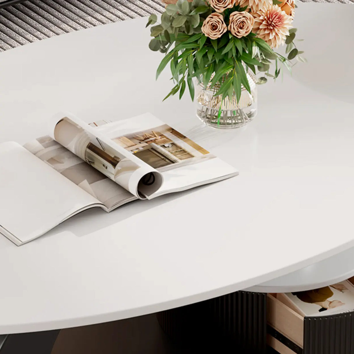 Pandora Stone Oval Abstract Base Nesting Coffee Table Image - 8