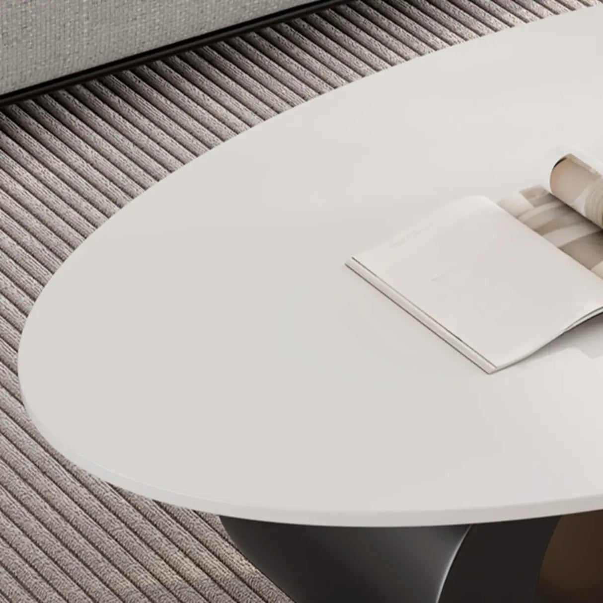 Pandora Stone Oval Abstract Base Nesting Coffee Table Image - 9