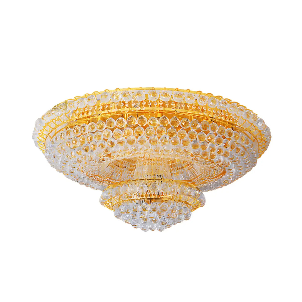 Parlor Golden Tiered Crystal Small Flush Mount Light Image - 3