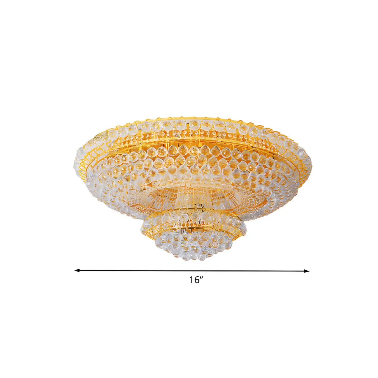 Parlor Golden Tiered Crystal Small Flush Mount Light