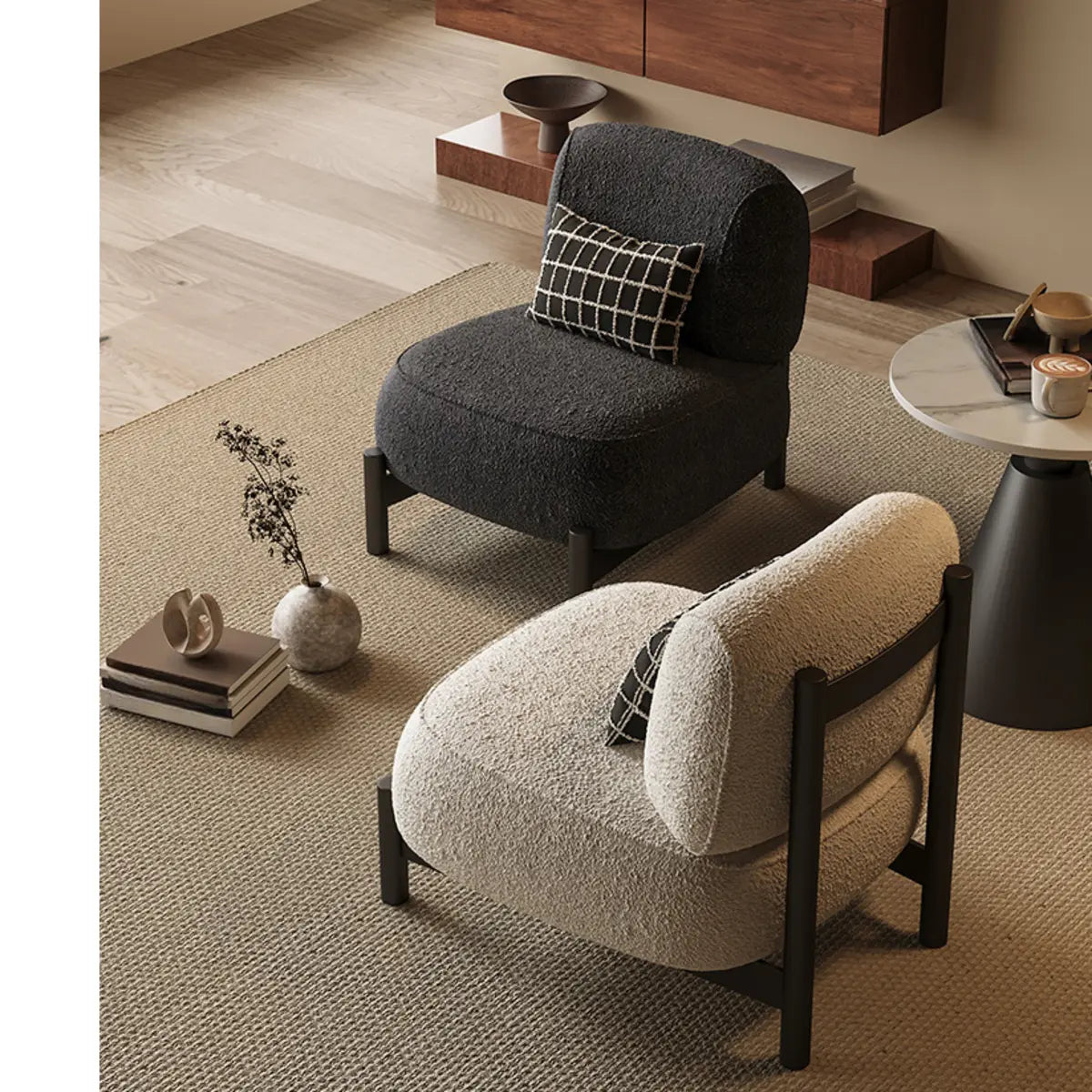 Parlor Mohair Pillow Back Side Chair with Four Legs Image - 4