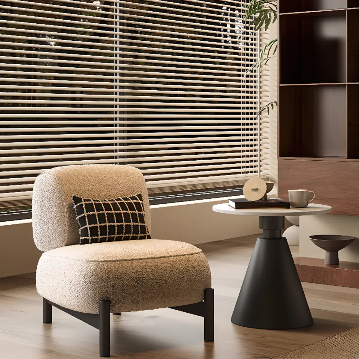 Parlor Mohair Pillow Back Side Chair with Four Legs Image - 6