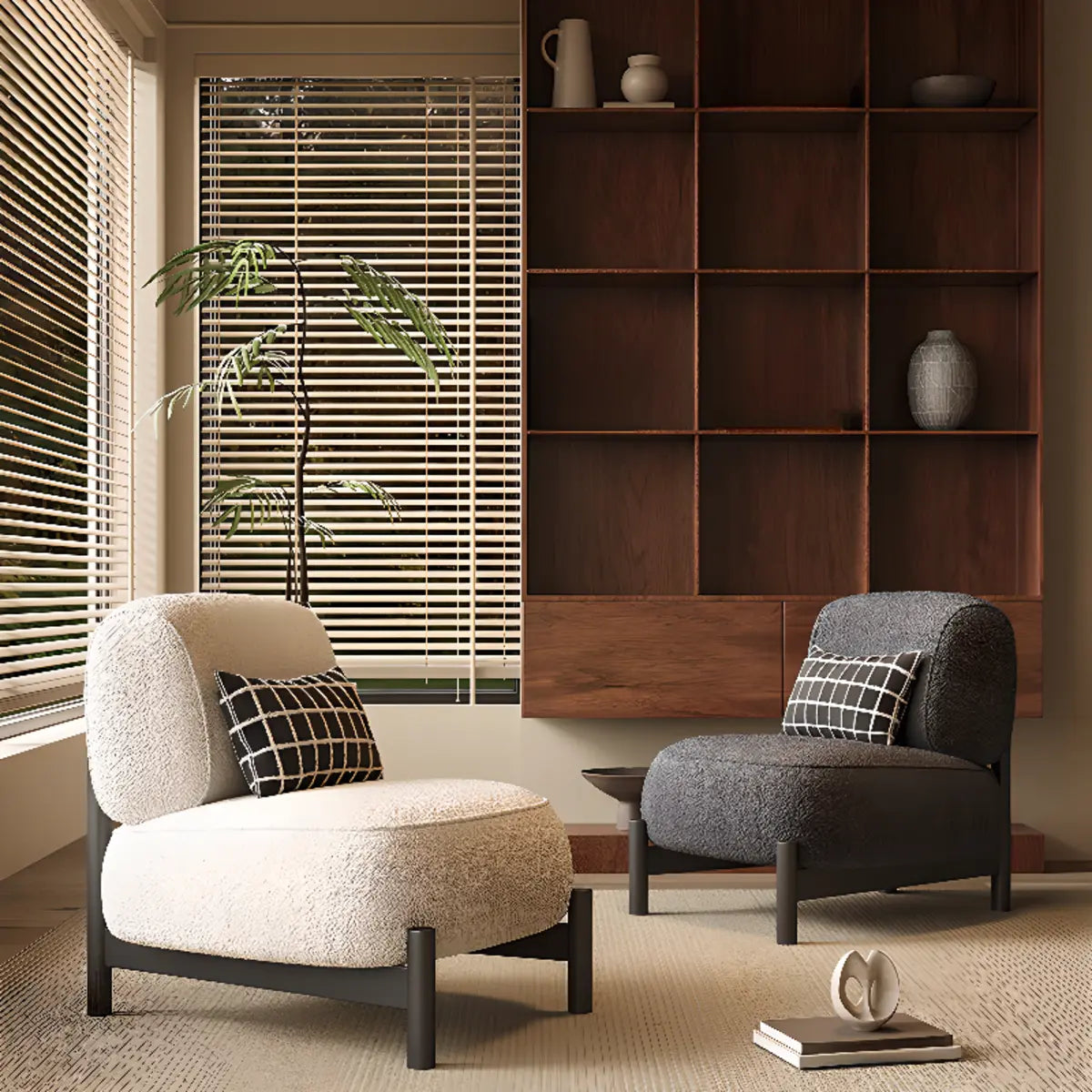 Parlor Mohair Pillow Back Side Chair with Four Legs Image - 7