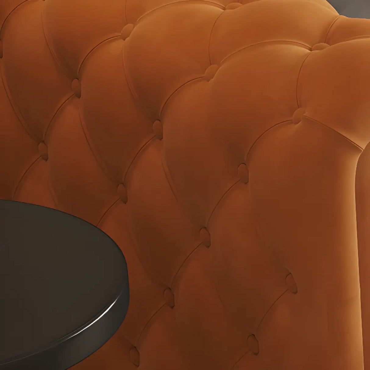 Parlor Orange Flannel Tuxedo Arm Tufted Back Loveseat Image - 9