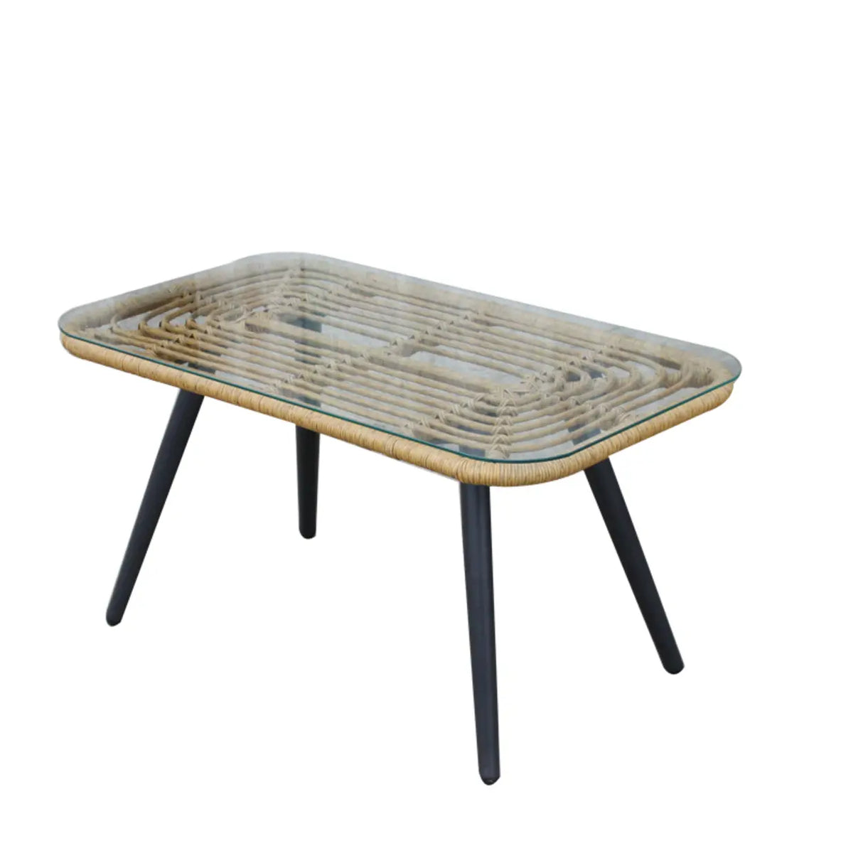 Patio Rattan Rectangular Beige Waterproof Conversation Set Image - 3