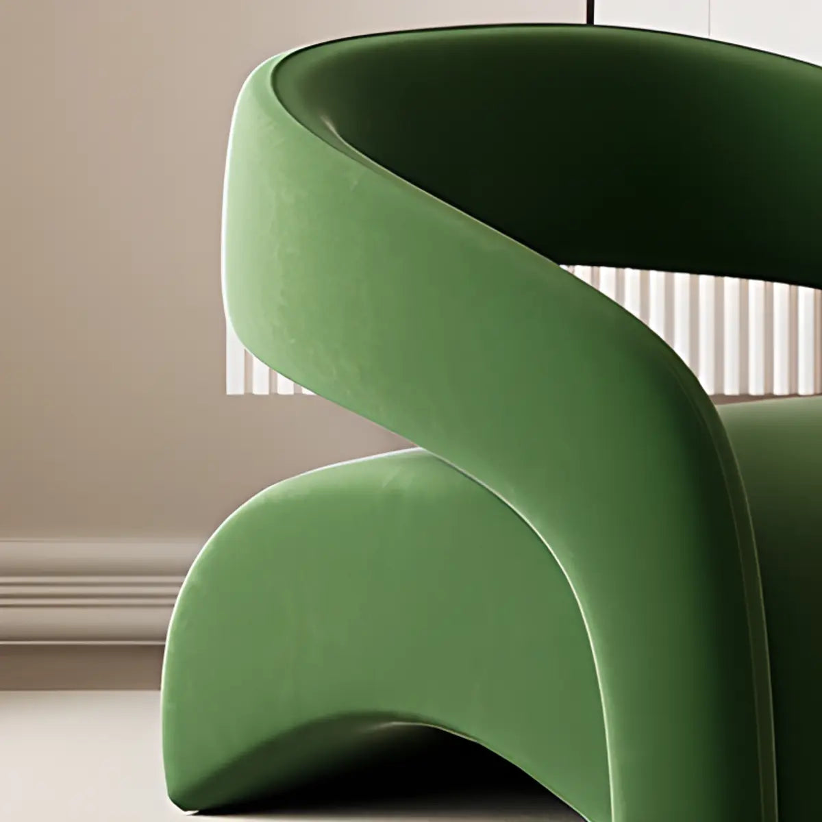Peacock Green Frosted Velvet Fixed Back Barrel Chair Image - 12