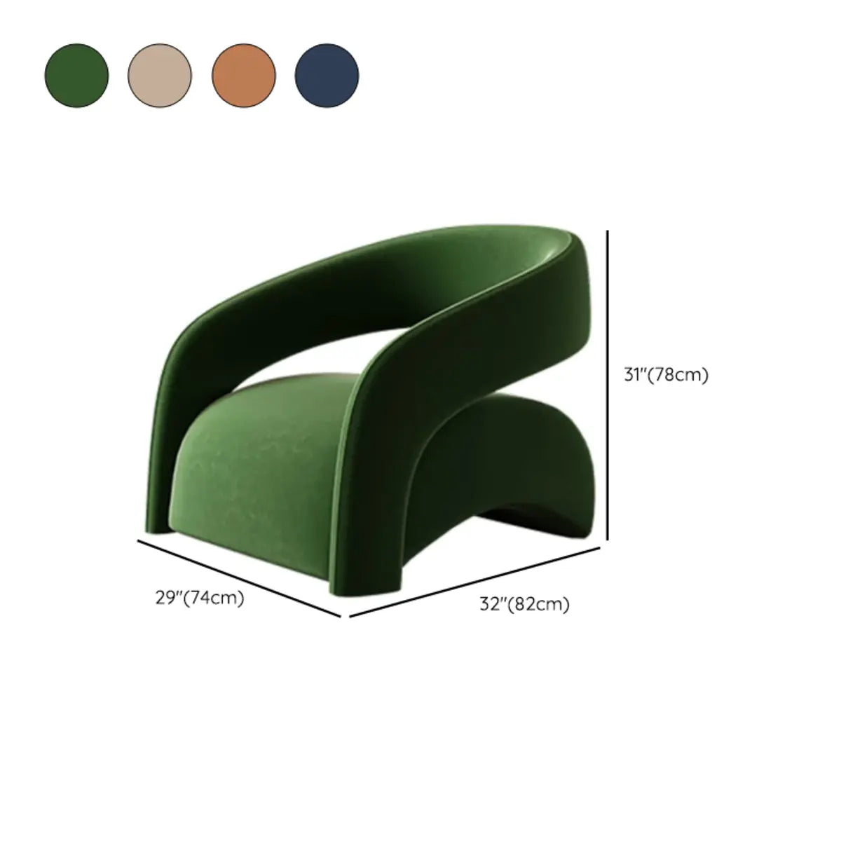 Peacock Green Frosted Velvet Fixed Back Barrel Chair
