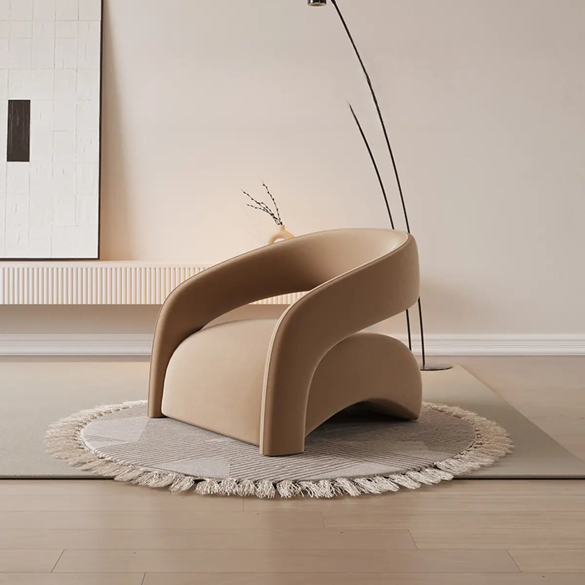 Peacock Green Frosted Velvet Fixed Back Barrel Chair Image - 3