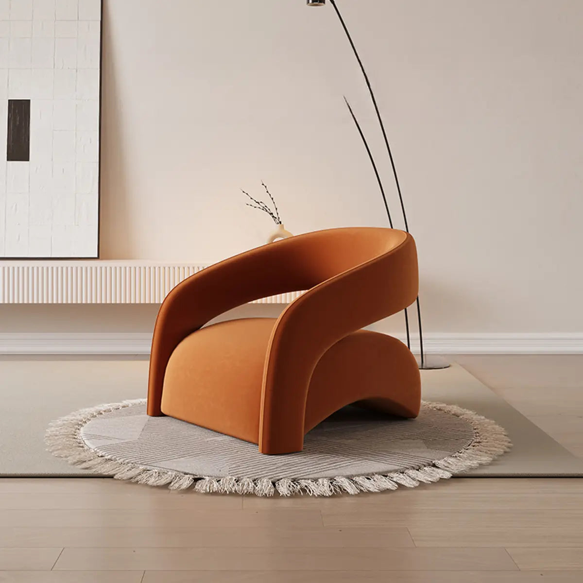 Peacock Green Frosted Velvet Fixed Back Barrel Chair Image - 5