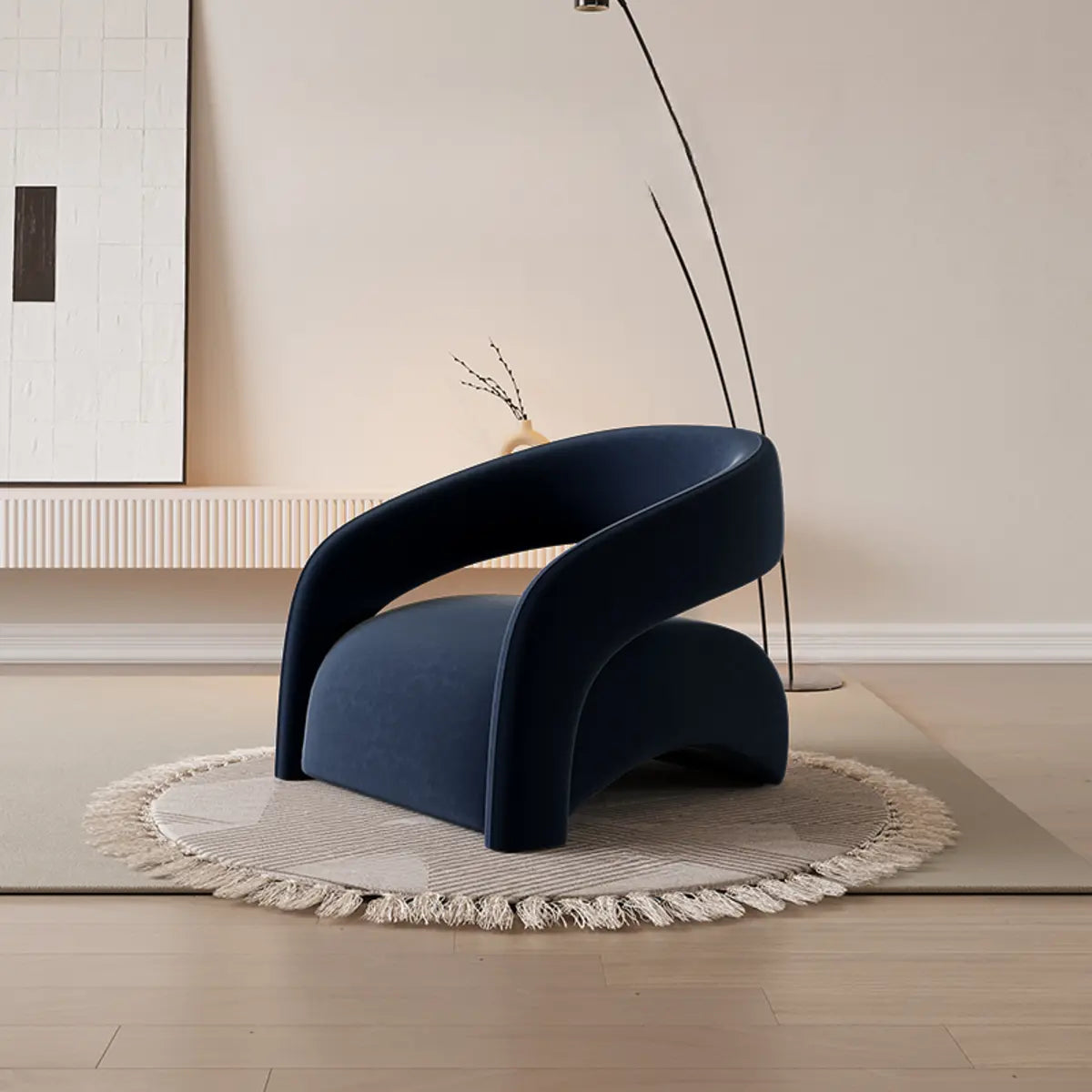 Peacock Green Frosted Velvet Fixed Back Barrel Chair Image - 7