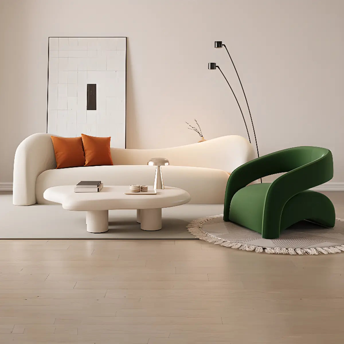 Peacock Green Frosted Velvet Fixed Back Barrel Chair Image - 8