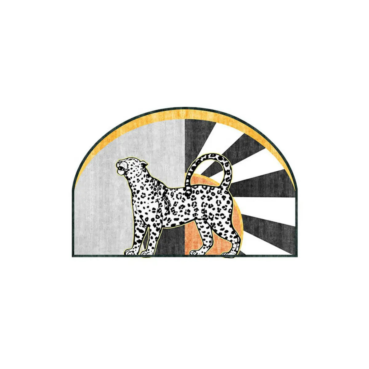 Pet-Friendly Semicircle Polyester Leopard Area Rug Image - 2