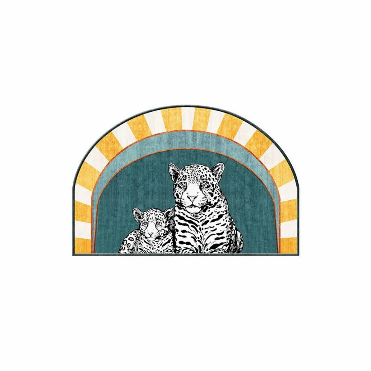 Pet-Friendly Semicircle Polyester Leopard Area Rug Image - 3