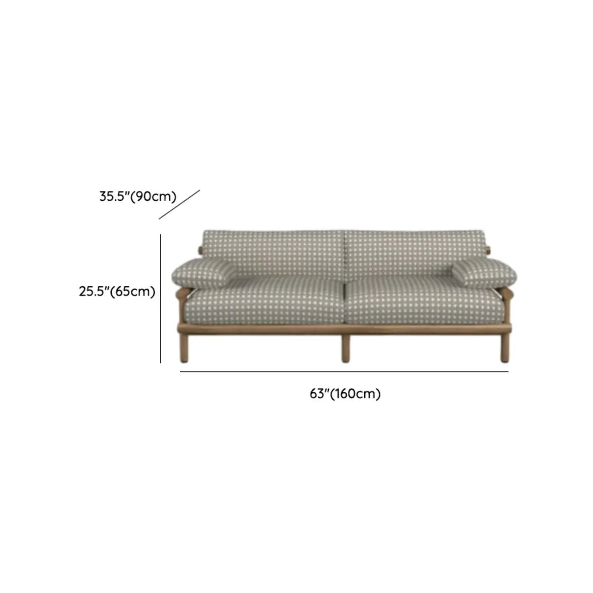 Pillow Included Waterproof Fabric Gray Teak Patio Sofa Set Image - 12