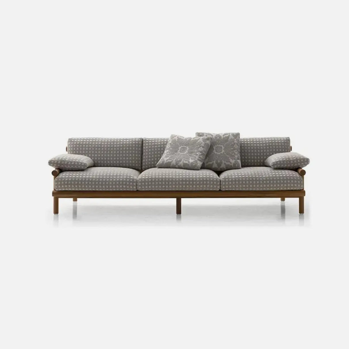 Pillow Included Waterproof Fabric Gray Teak Patio Sofa Set Image - 5