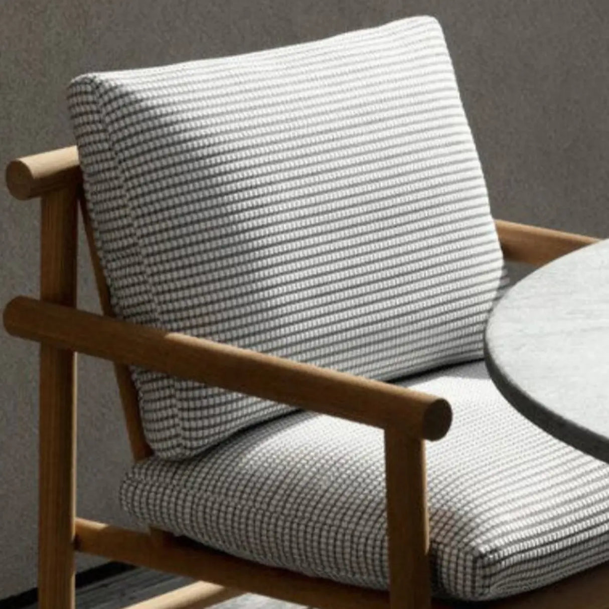 Pillow Included Waterproof Fabric Gray Teak Patio Sofa Set Image - 8