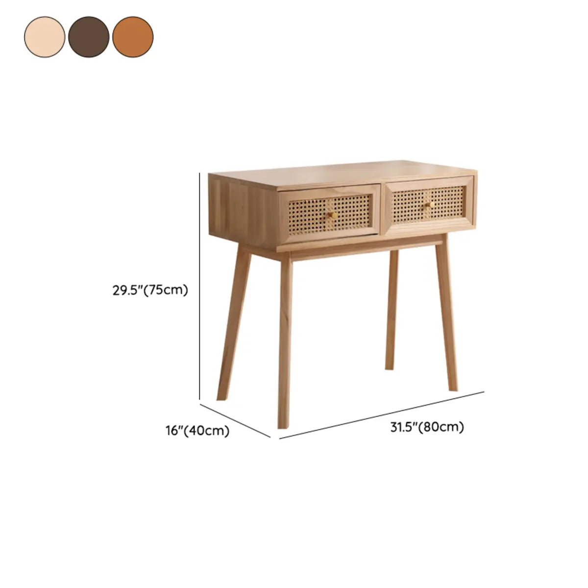 Pine Butcher Block Drawers Small Narrow Writing Desk