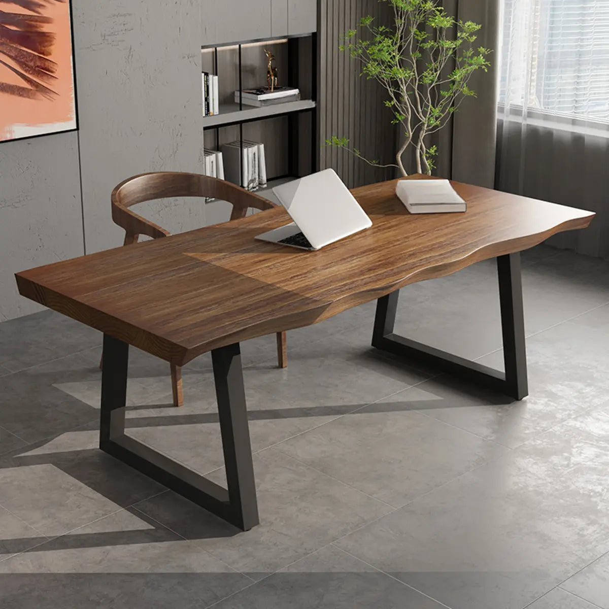 Pine Medium Wood Tone Free Form Sled Writing Desk Image - 2