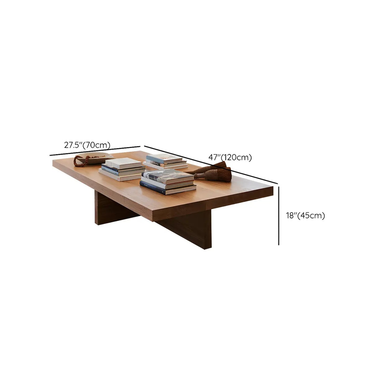 Pine Wood Rectangular Coffee Table with Cross Legs Image - 10