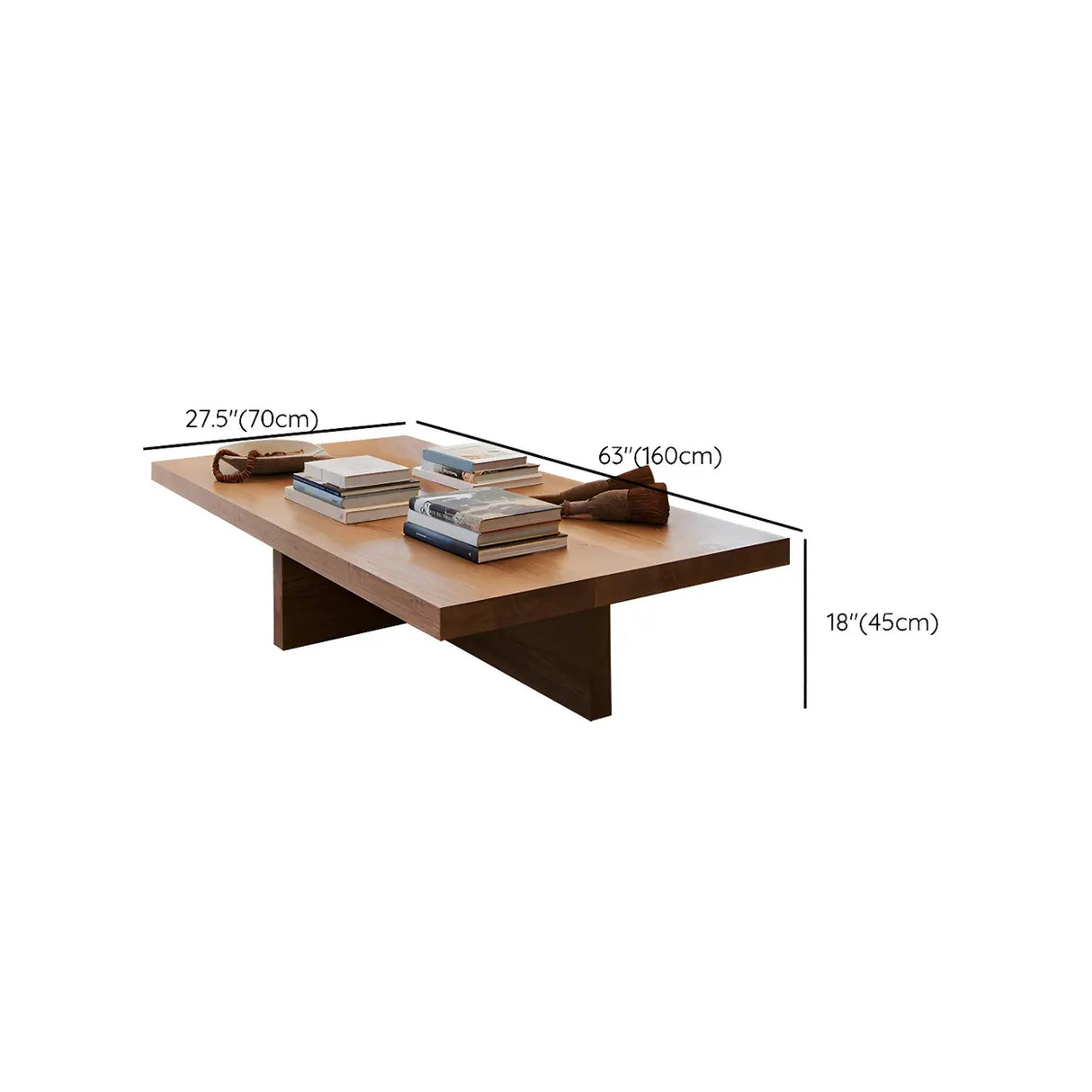 Pine Wood Rectangular Coffee Table with Cross Legs Image - 12