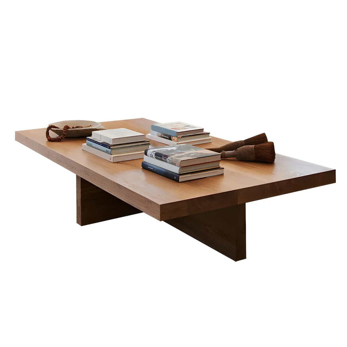 Pine Wood Rectangular Coffee Table with Cross Legs Image - 6