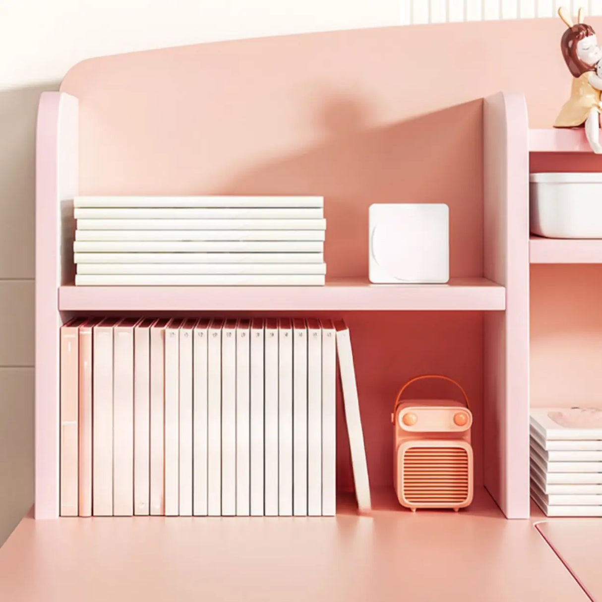 Pink Adjustable Ergonomic Wood Kids Desk with Hutch Image - 8