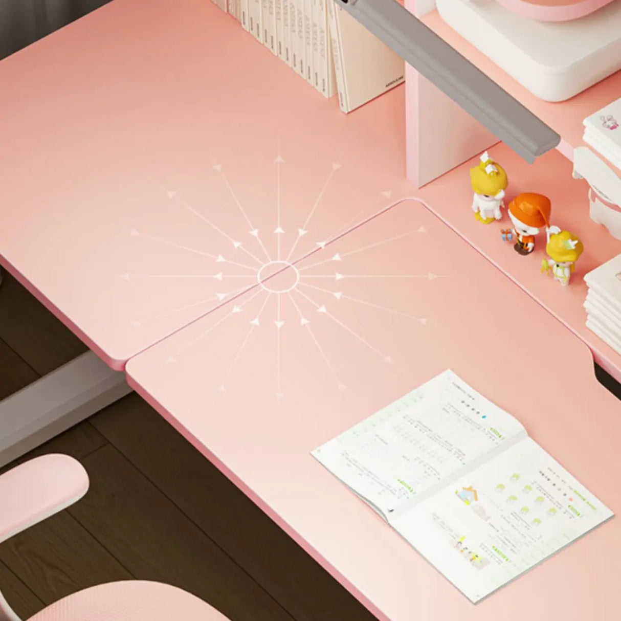 Pink Adjustable Ergonomic Wood Kids Desk with Hutch Image - 9