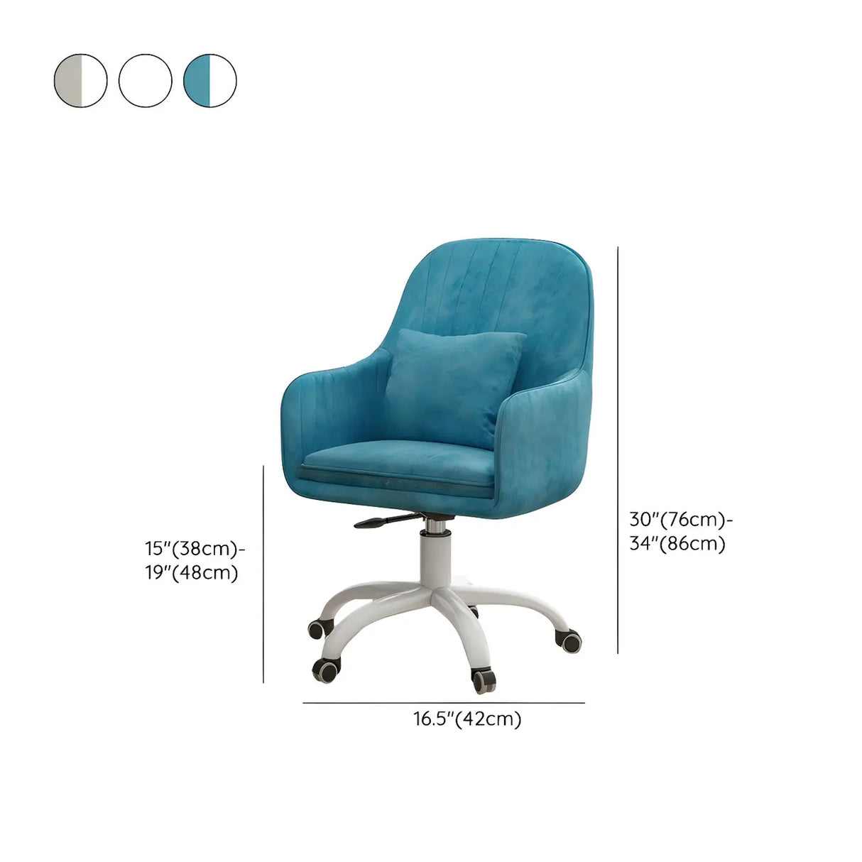 Pink Adjustable Plush Upholstered Swivel Office Chair Image - 17