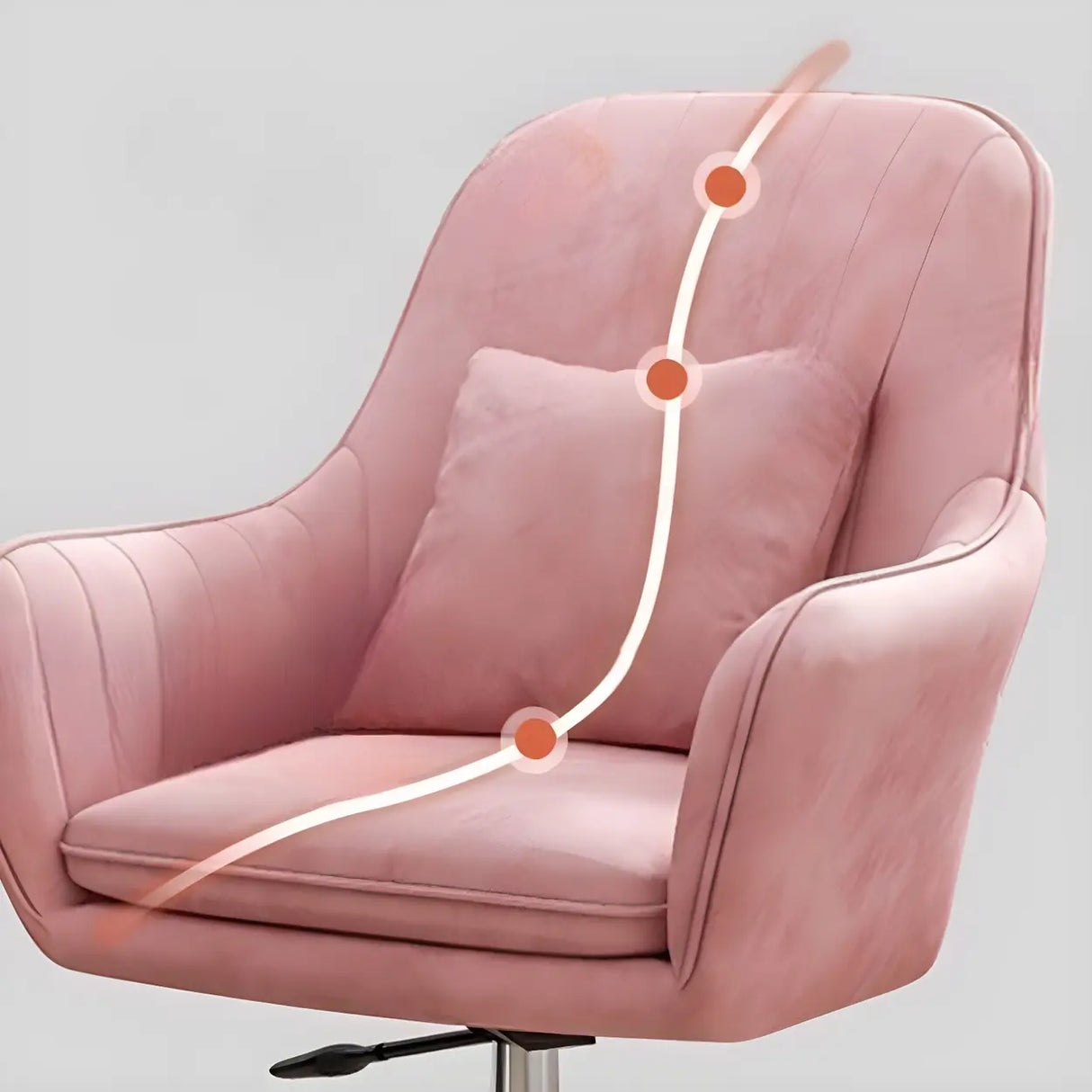 Pink Adjustable Plush Upholstered Swivel Office Chair Image - 8