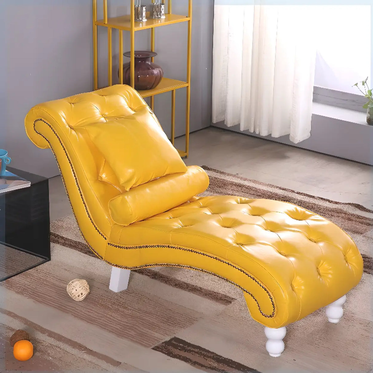 Pink Arc Velvet Reclining Armless Standard Chaise Lounge Image - 13