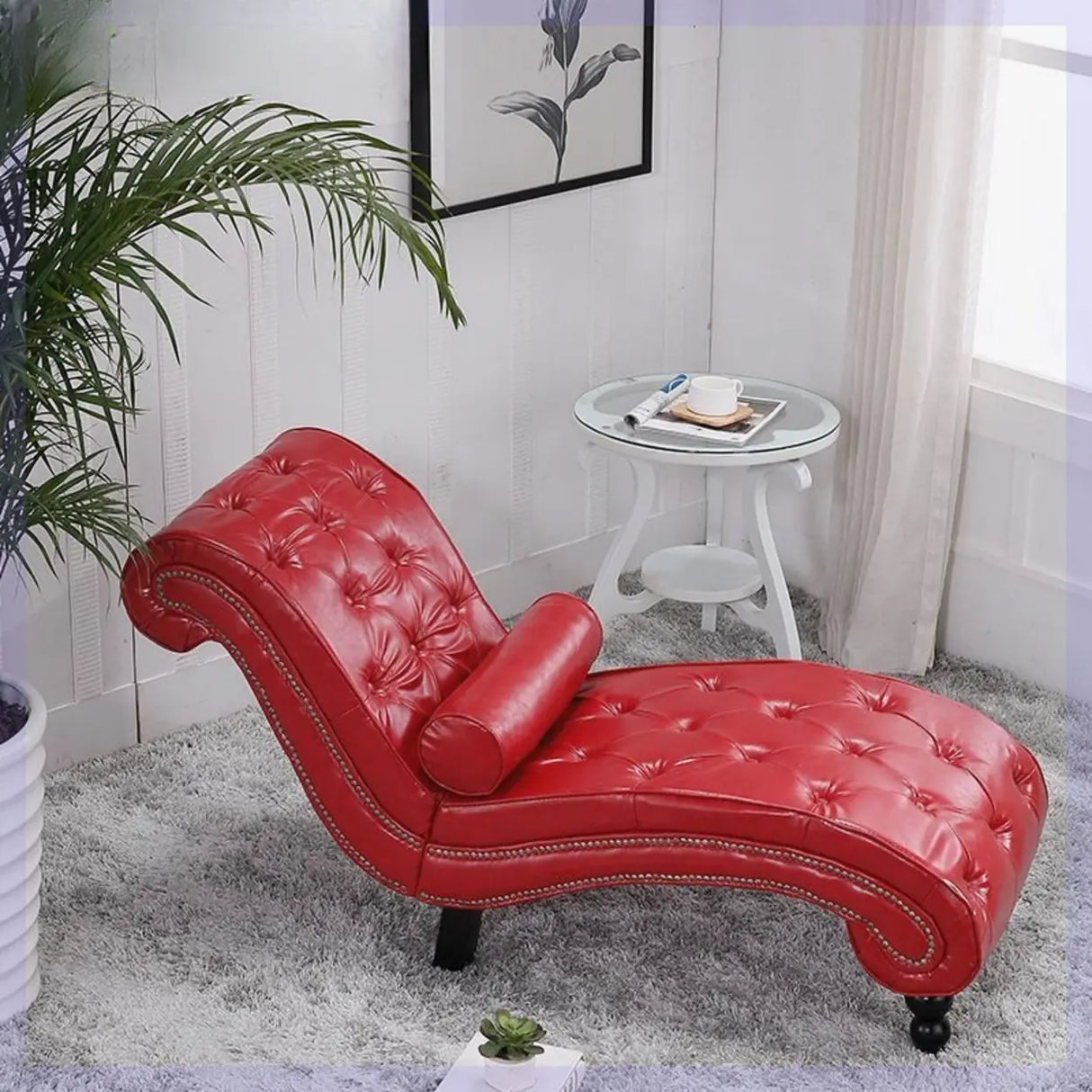 Pink Arc Velvet Reclining Armless Standard Chaise Lounge Image - 2