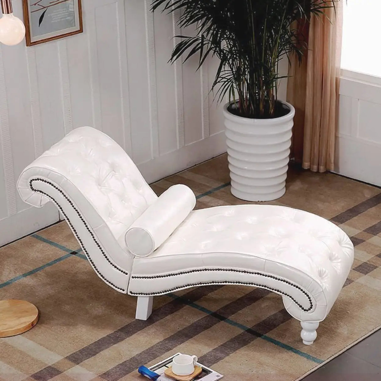 Pink Arc Velvet Reclining Armless Standard Chaise Lounge Image - 21