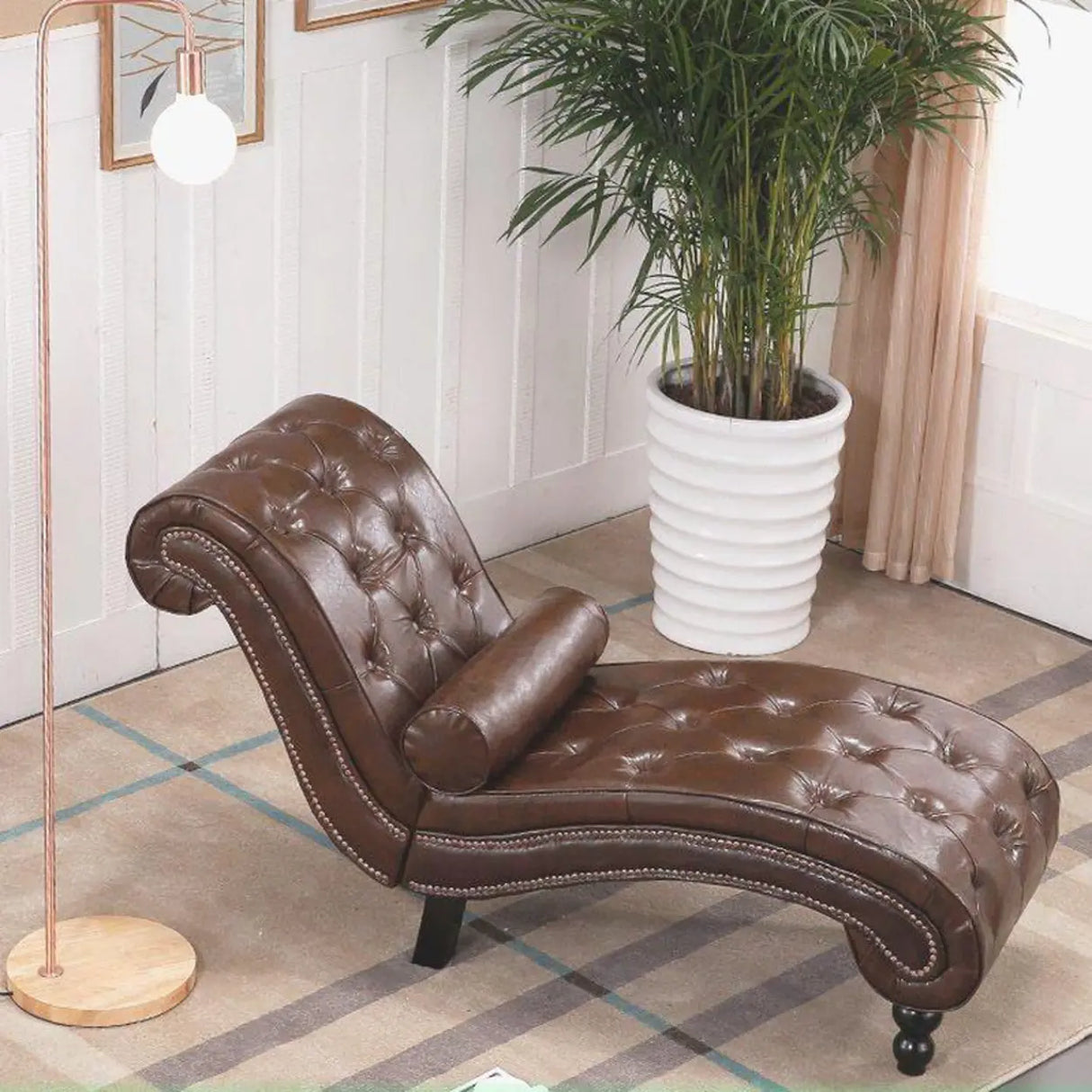 Pink Arc Velvet Reclining Armless Standard Chaise Lounge Image - 24