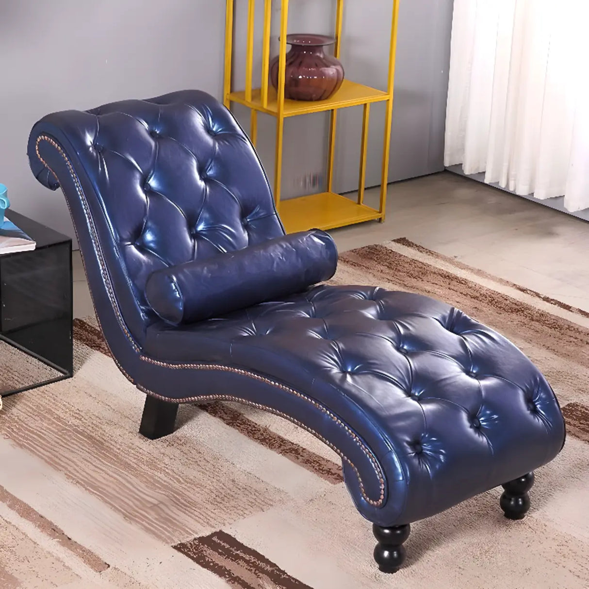 Pink Arc Velvet Reclining Armless Standard Chaise Lounge Image - 9