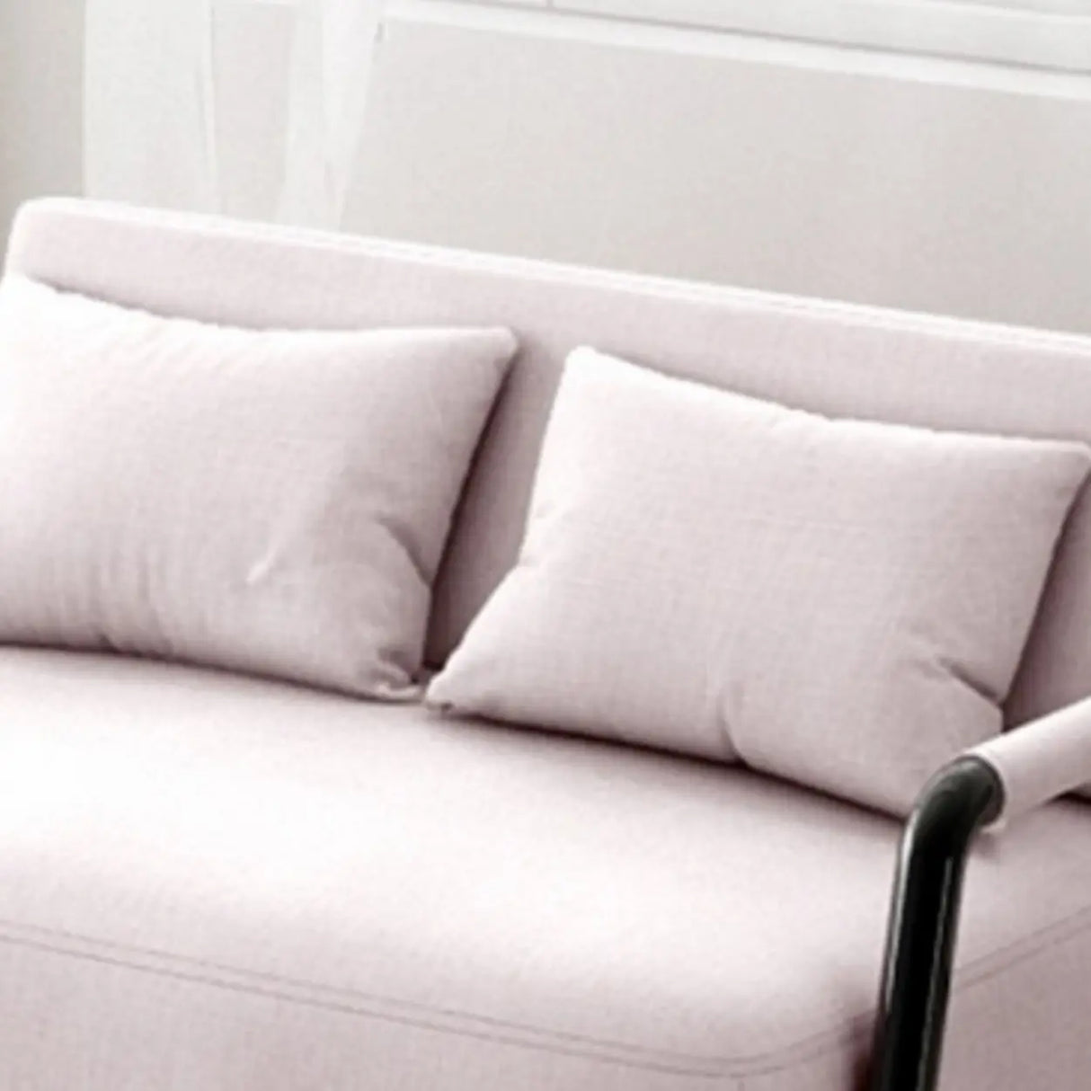 Pink Cotton Linen Pillow Back Tuxedo Arm Loveseat Image - 6