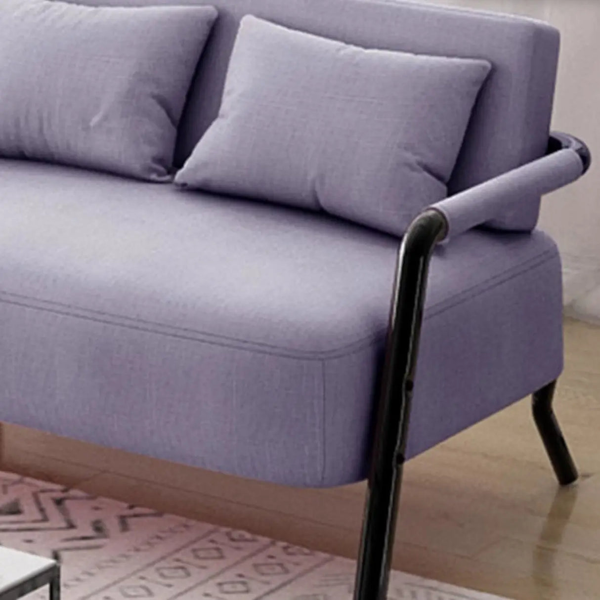 Pink Cotton Linen Pillow Back Tuxedo Arm Loveseat Image - 8