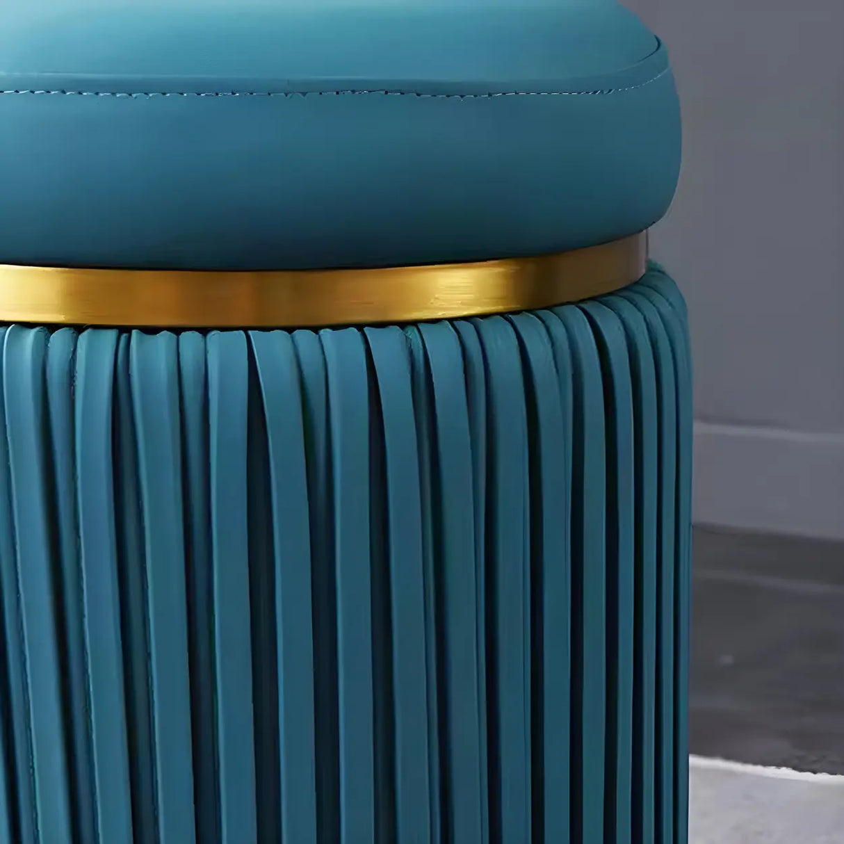 Pink Cylindrical Upholstered Velvet Gold Accent Vanity Stool Image - 12