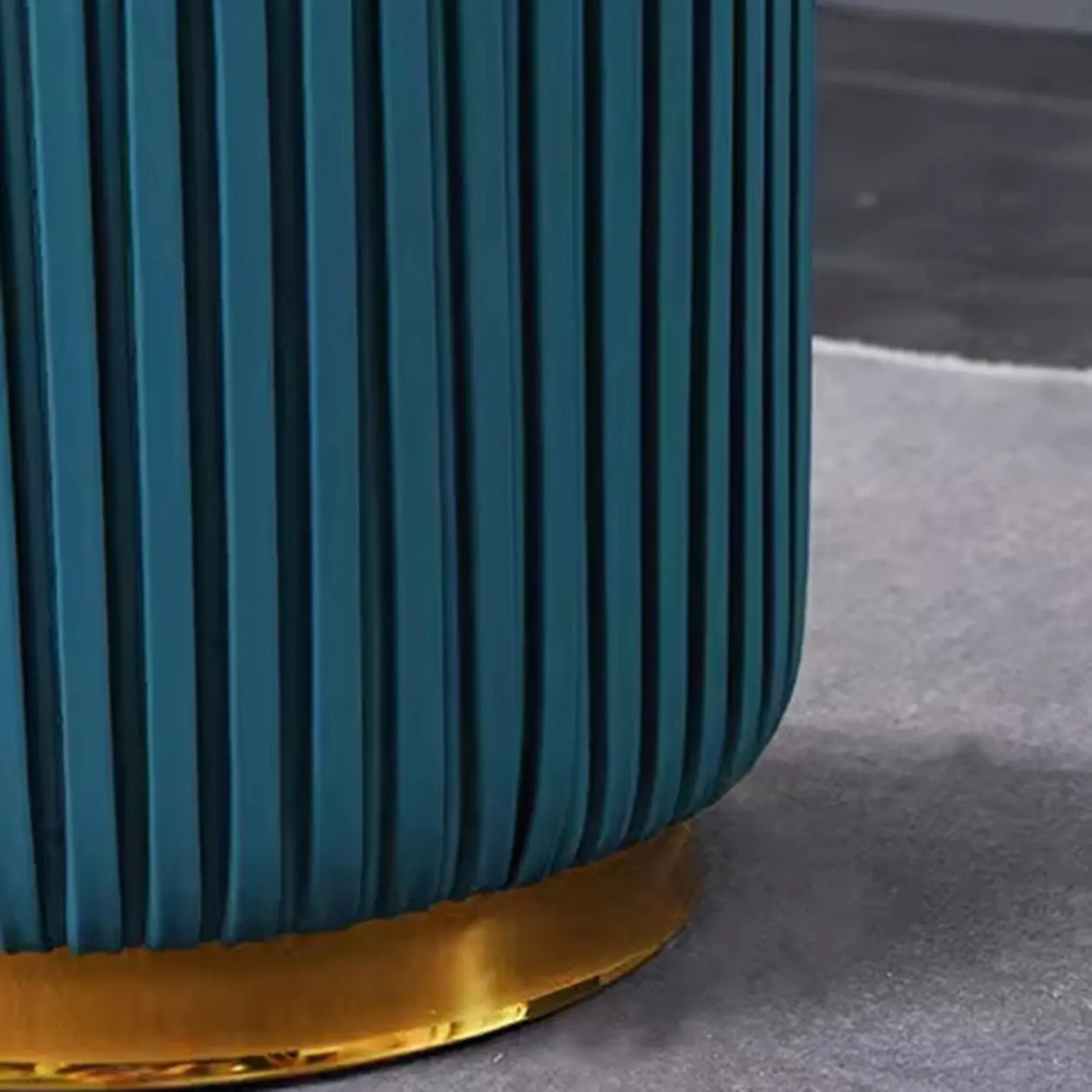 Pink Cylindrical Upholstered Velvet Gold Accent Vanity Stool Image - 6