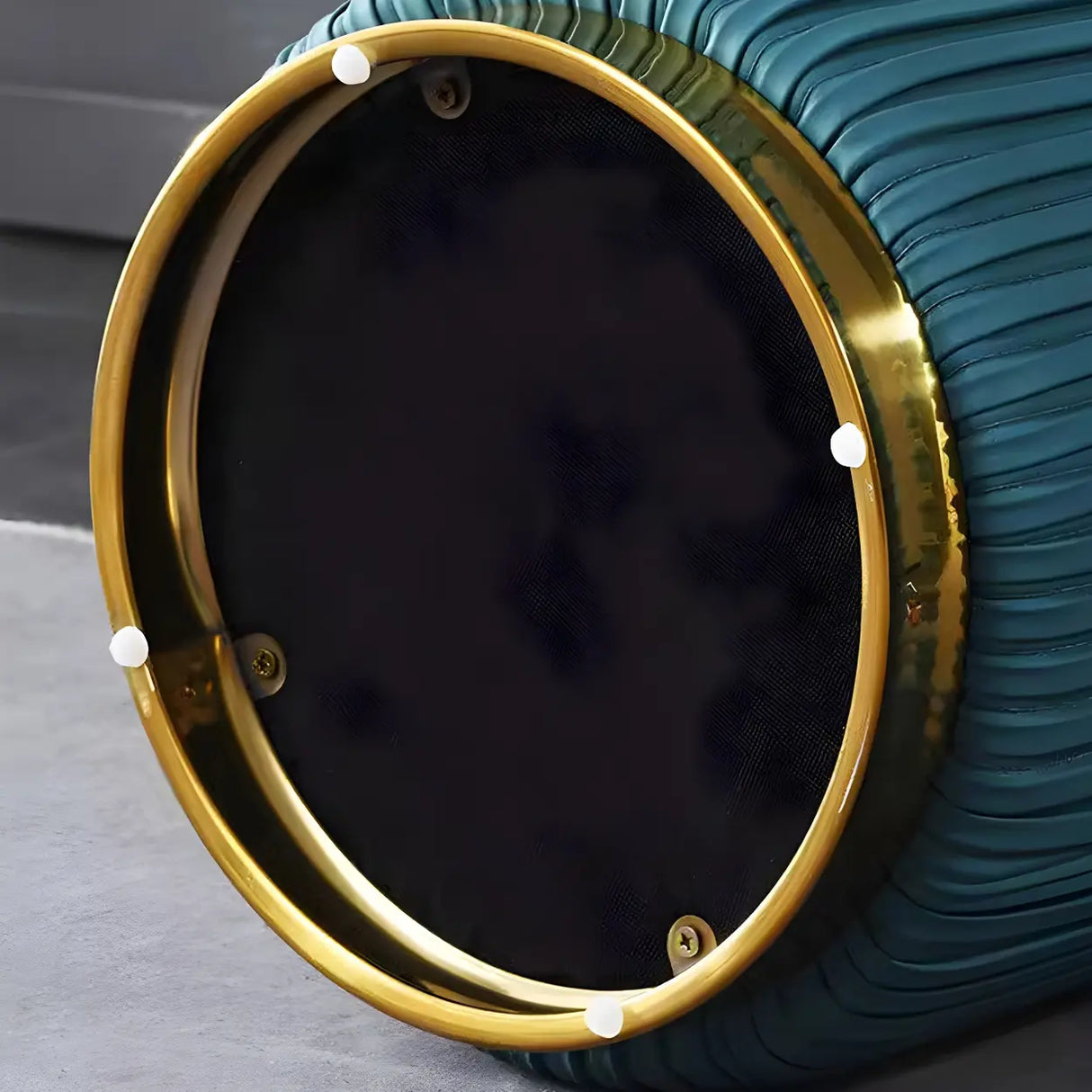 Pink Cylindrical Upholstered Velvet Gold Accent Vanity Stool Image - 7