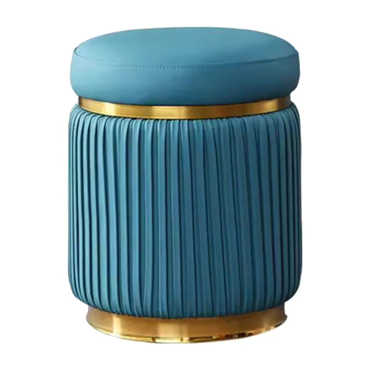 Pink Cylindrical Upholstered Velvet Gold Accent Vanity Stool Image - 9