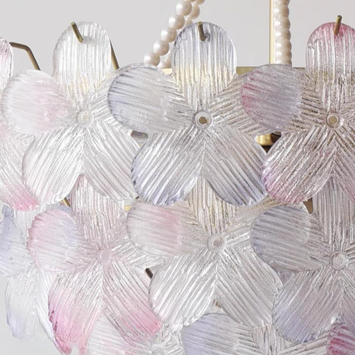 Pink Floral Crystal Chandelier, Adjustable Height Image - 19