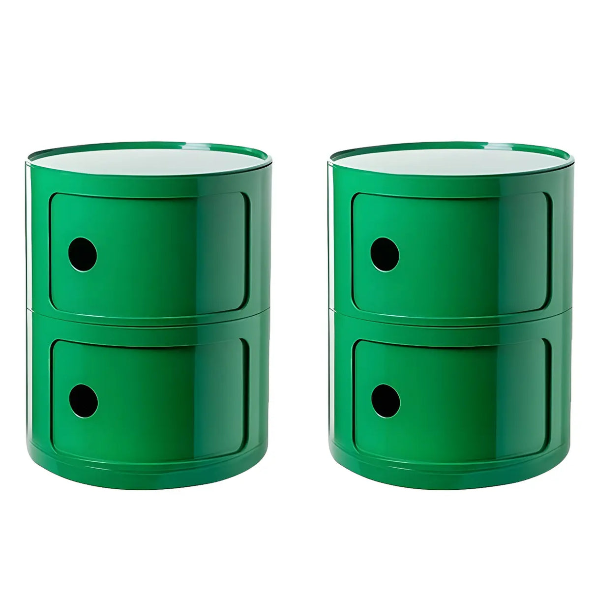 Pink Round Plastic Nightstand with Shelves and Cabinet Image - 66